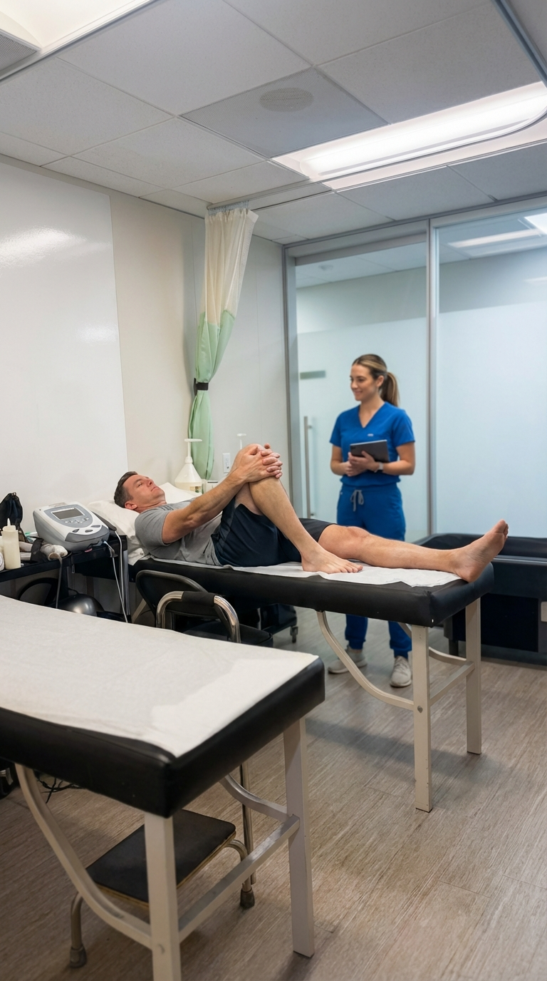 Patient receiving care during an appointment